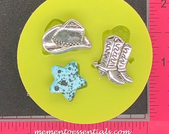 Silicone Mold Cowboy Cowgirl Boots Hat Star you can use with  wax, gypsum, resin, hot glue, soap, clay, metal and concrete