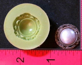 Silicone Mold elegant cabochon button jewelry gem middle used with wax, Candle, gypsum, resin, hot glue, soap, clay, concrete, metal