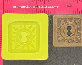 Silicone Mold Sun Button you can use with  wax, gypsum, resin, hot glue, soap, clay, metal and concrete