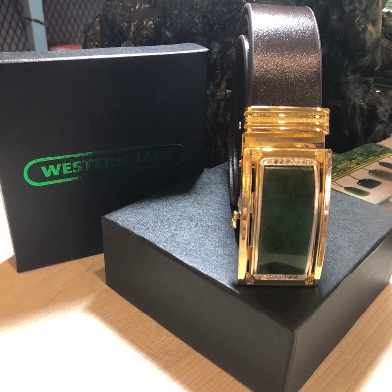 Jade belt with 100/% natural leather