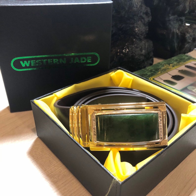 Jade belt with 100/% natural leather