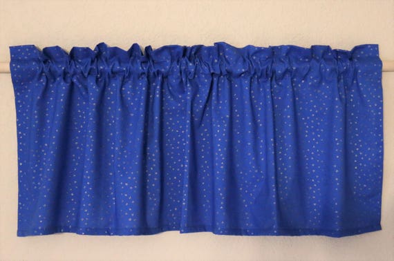 Polka Dot Curtain Valance Blue Base Etsy