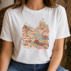 Candy Land T-Shirt | whimsical candy castle illustration, boardgame inspired