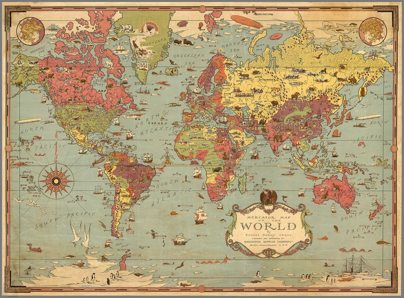 Vintage World Map 1820 Old World Map Print Art Posteroffice Etsy