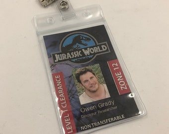 OPLE Props Jurassic World idcards Badge ingen Owen Grady Jurassicworld employee card Prop Velociraptor Blue