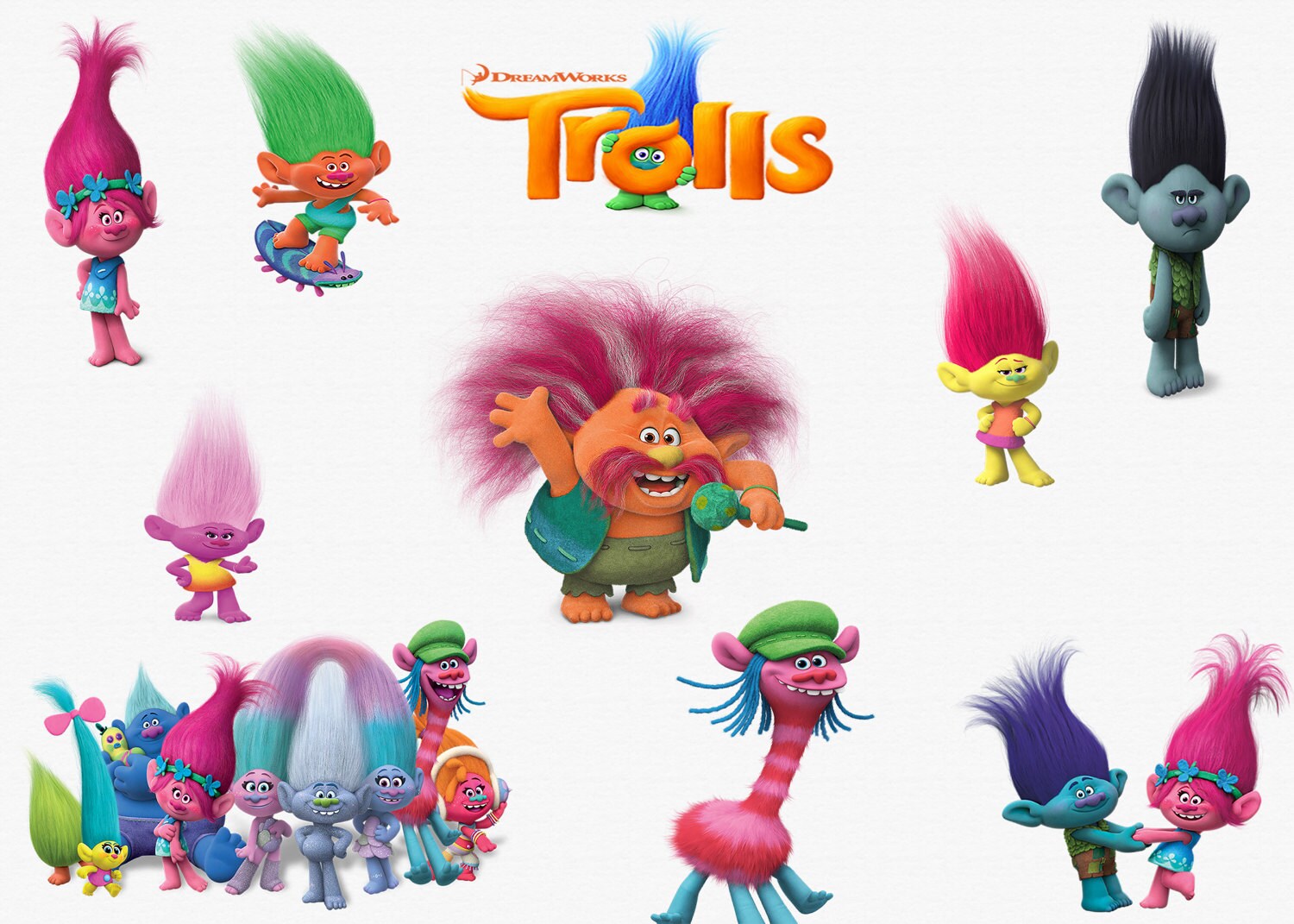 TROLLS MOVIE CLIPART 23 imágenes Png de alta calidad con Etsy