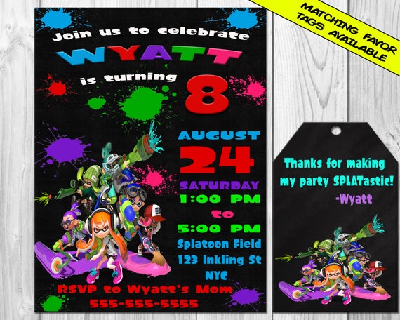 Inviter Des Splatoon Invitation Fete De Splatoon Splatoon Etsy