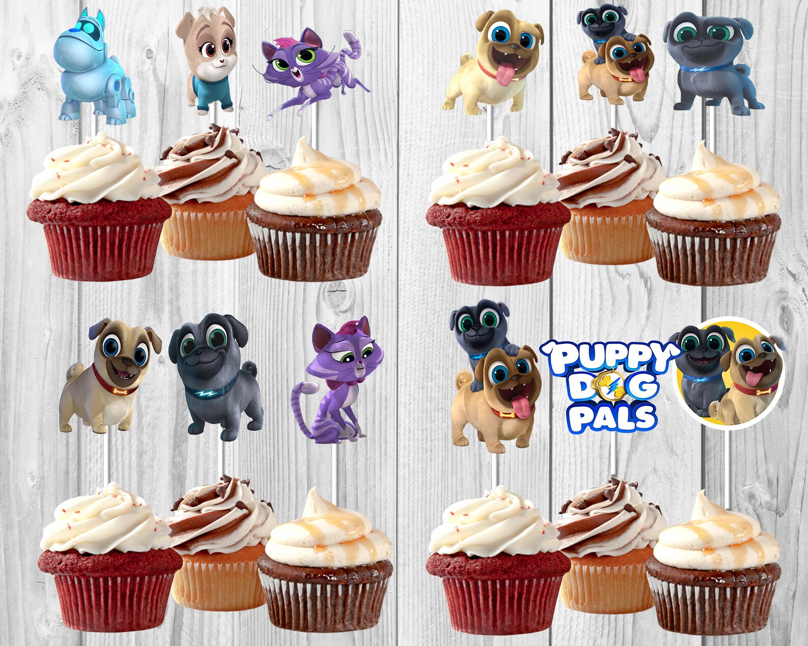 Puppy Dog Pals Cupcake Toppers Puppy Dog Pals Birthday Party - Etsy