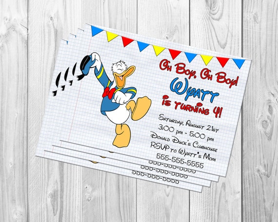 Donald Duck Einladung Geburtstagsparty Etsy 