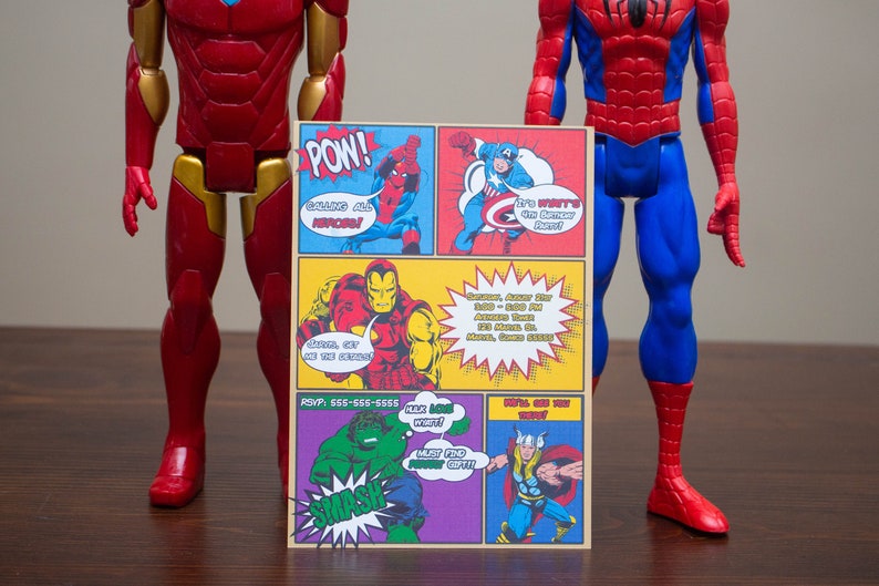 Avengers Invite Spiderman Iron Man Superhero Avengers Invitation Comic Book Hulk Marvel Avengers Birthday Invitations Captain America