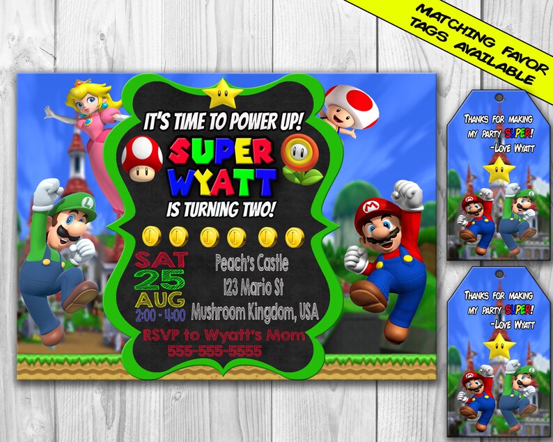 Super Mario Birthday Party Invitation Mario Birthday Party Etsy