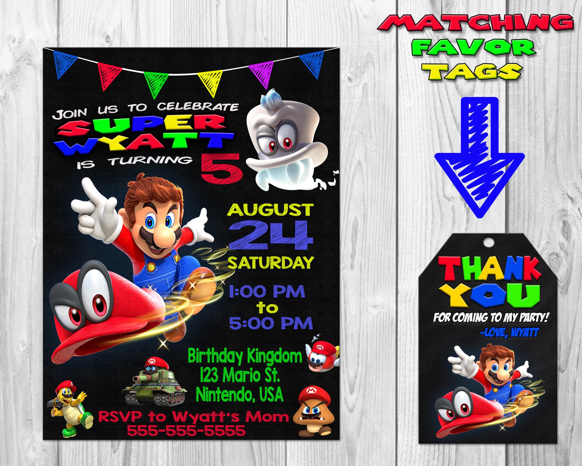 Super Mario Odyssey Birthday Party Invitation Mario Odyssey Etsy Singapore
