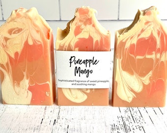 Pineapple Mango  •  Artisan Handcrafted Cold Process Bar  •  Handmade Winter Holiday Soap •  Christmas Gift Soap Stocking Stuffer Teacher