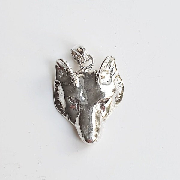 Wolfskopf, Anhänger, Kette, Sterlingsilber, Wolf, Krafttier, Schmuck, Unisex, Geschenk,