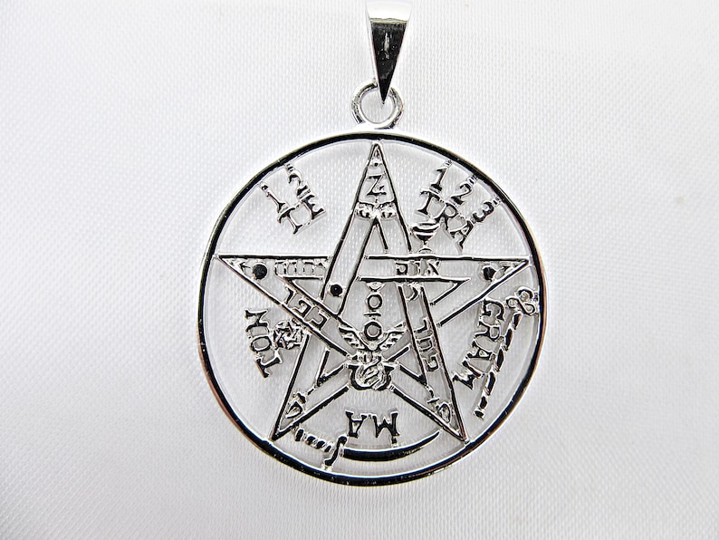 symbol 5 elements pentagram magic jewelry Wicca Pendant silver protection necklace enchanting, esoteric