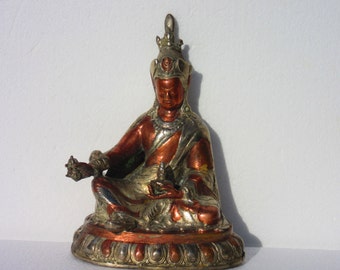Ministatue 3 cm Statue mini Shiva sitzend hell Messing Handarbeit Nepal 
