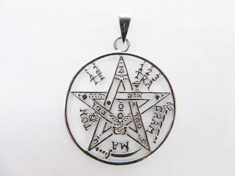 symbol 5 elements pentagram magic jewelry Wicca Pendant silver protection necklace enchanting, esoteric