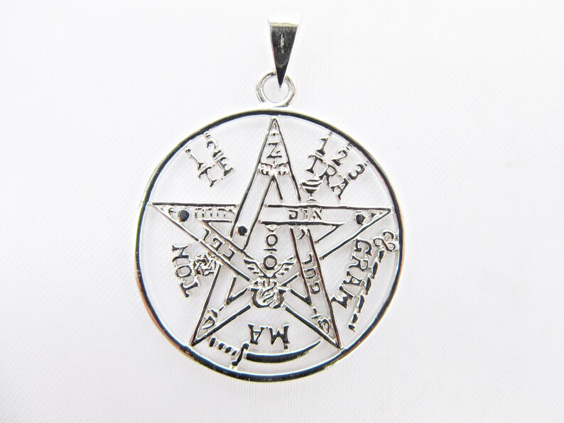 symbol 5 elements pentagram magic jewelry Wicca Pendant silver protection necklace enchanting, esoteric