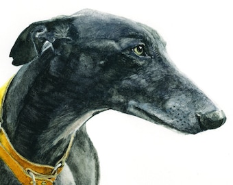 Black Greyhound card, Galgo, Spanish Greyhound card