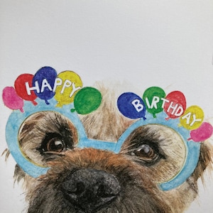 Carte anniversaire Border Terrier, Border Terrier