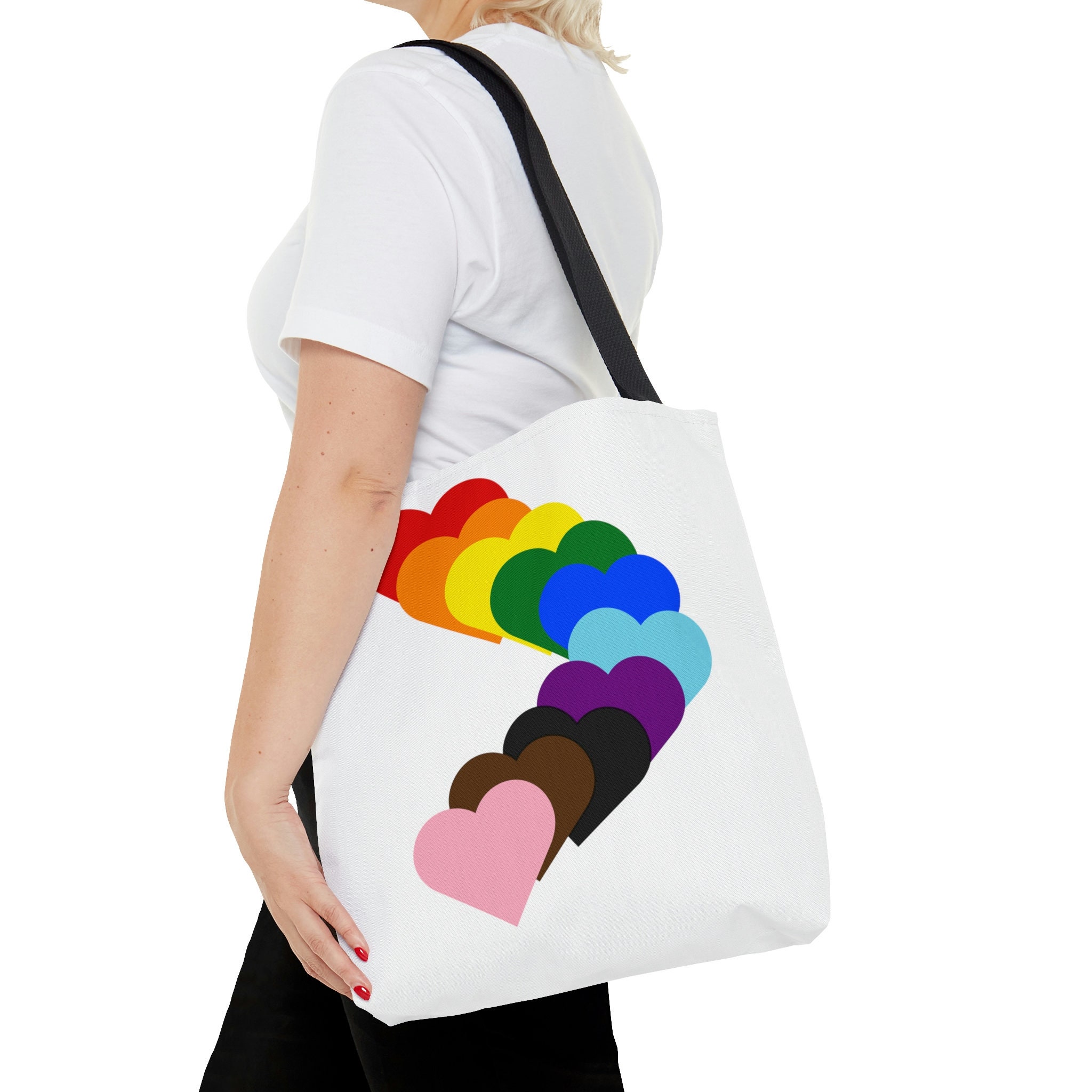トートバッグ RAWmantics & SPEAK LOVE WAITS 5BJH1504 LGBQTAI+ Colored Love Hearts Tote Bag | Love is Love | Gay