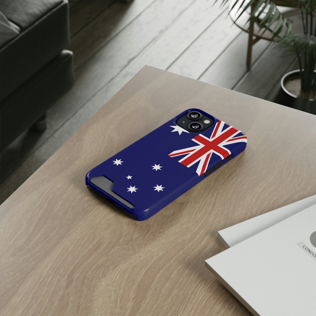 Australian Flag Polycarbonate Phone Case With Card Holder, Aussie Memorabilia, Gifts for Expats