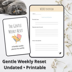 Gentle Weekly Reset Planner | Flexible Productivity Workbook | Undated Weekly Planner for Real Life image 1