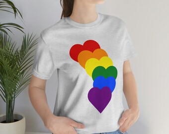 Unisex Jersey Short Sleeve Pride Cotton T Shirt | Love is love | Gay Pride | Rainbow Fashion | Bella & Canvas   | Rainbow Fashion