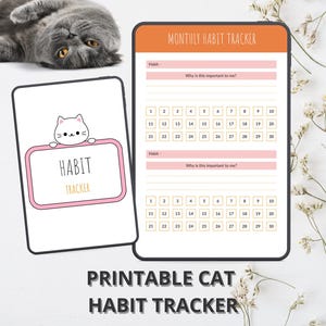 Cat Habit Tracker Printable | Weekly and Monthly Habit Tracker PDF | Pomodoro & Focus Pages