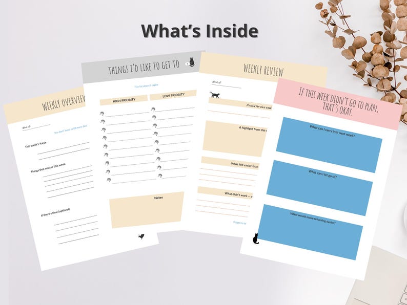 Gentle Weekly Reset Planner | Flexible Productivity Workbook | Undated Weekly Planner for Real Life image 5