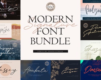 Modern Signature Font Bundle,  Signature Font, Logo Font, Handwriting Font, Script Font, Wedding Font, Cricut Font Bundle, Script Fonts