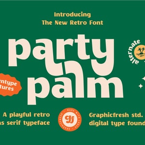 Party Palm Retro Font, Hippie Font, 80s Font, Cricut Fonts, Procreate Fonts, 90s Retro, Retro Font, Groovy Font, Boho, Modern Font, 70s Font