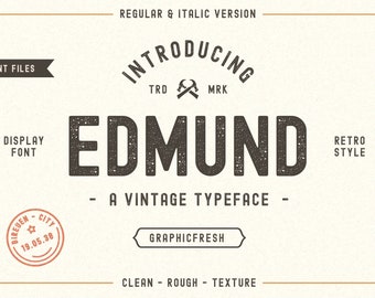 The Edmund - 6 Font Files, Vintage Font, Retro Font, Hipster Font, Modern Font, Elegant Font