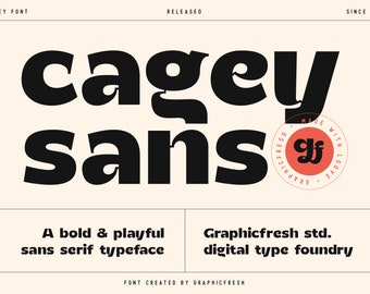 Police Cagey Bold Retro : police de caractères groovy des années 70 pour logos, affiches, marques et designs vintage