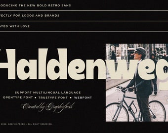 Haldenweg - Bold Retro Sans, Retro Font, Groovy Font, Boho, Modern Font, 70s Font, Hippie Font, 80s Font, Cricut Fonts, Procreate Fonts