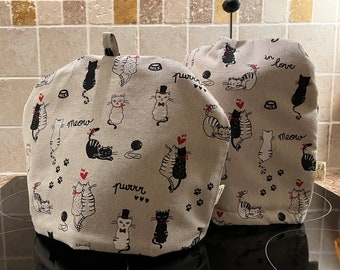 Cats Tea Cosy, Cats Cafetiere Cosy, Fabric Tea cosy, Fabric Cafetiere cosy