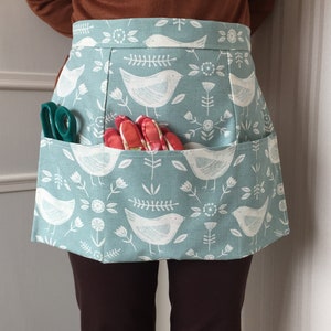 Gardening apron, Craft apron, Half apron, Flowers, Birds, Foxes, Ducks, Sheep, Flamingo, Parrots and Dogs