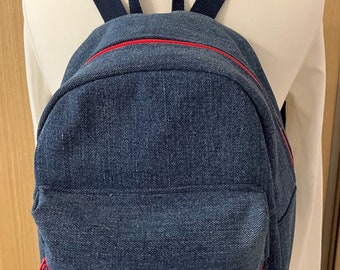 Recycled Denim Backpack, Backpack style handbag.