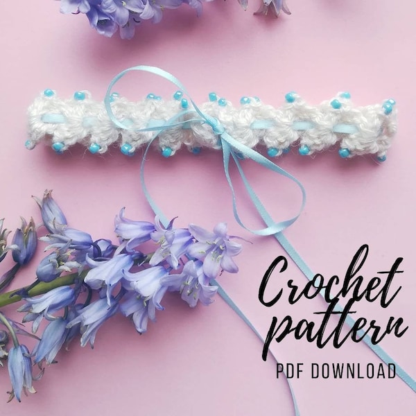 PDF crochet pattern wedding garter, beaded silk garter, crochet garter, handmade wedding, vintage bridal garter, something blue, DIY bride