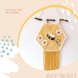 Bee my baby wall hanging, PDF crochet pattern, nursery decor, honeycomb crochet, bee nursery, baby crochet, crochet hexagon wall hanging