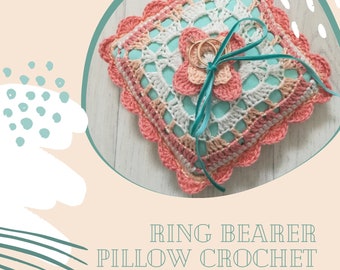 Ring bearer pillow, PDF crochet pattern, ring cushion, boho colourful wedding, handmade wedding, DIY bride, ring bearer, regencycore