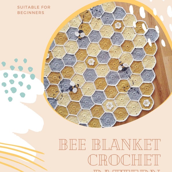 Honeycomb baby blanket, PDF crochet pattern, nursery decor, honeycomb crochet, bee nursery, bee my baby, crochet hexagon hexie blanket