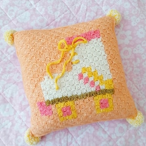 Rollerskate cushion, PDF crochet pattern, C2C crochet cushion, corner-to-corner, crochet pillow, colourful home, rollerskating