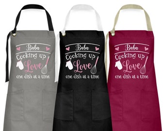 Baba Apron, Gift for Baba Cooking up Love Apron, Mother's Day Gift, Grandparents Day Gift, Birthday Gift for Baba