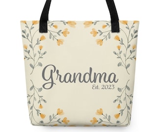 Grandma Established Tote bag, Birthday Gift for Grandma,  Grandma Mother's day Gift Tote Bag, Gift Tote for Grandmother's Day From Grandkids