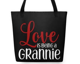 Love is being a Grannie Tote bag, Birthday Gift for Grannie,  Grannie Mother's day Gift Tote Bag, Gift Tote for Grandmother's Day