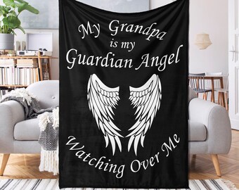 Grandpa Memorial Blanket: Guardian Angel Fleece Remembrance Gift