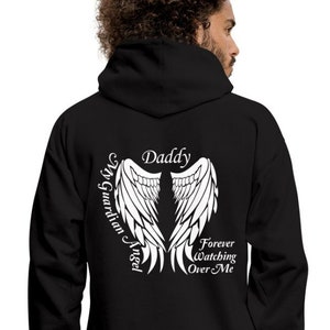 Daddy Guardian Angel Hoodie, Dad Guardian Angel Pullover, Memorial Dad, Dad In Heaven, Loss Of Dad, In Loving Memory, Funeral Memorial Gifts