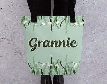 Grannie Tote bag, Grannie Mother's day Gift Tote Bag, Birthday Gift for Grannie, Everyday Floral Tote Bag for Grandmother's Day