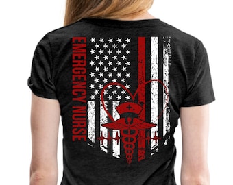 Nurse Shirt - Emergency Nurse Flag Shirt,  Nurse T-Shirt Name, Emergency Nurse Personalized Shirt Gift
